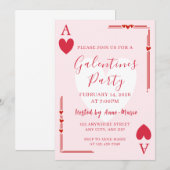 Invitation Galentines Ace Hearts Girls Valentines Invite (Devant / Derrière)