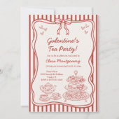 Invitation Galentines Afternoon Tea Party Hand Drawn (Devant)