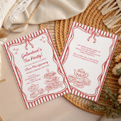 Invitation Galentines Afternoon Tea Party Hand Drawn