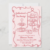 Invitation Galentines Afternoon Tea Party main tirée (Devant)