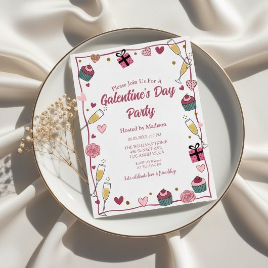 Invitation Galentine's au Champagne Doré