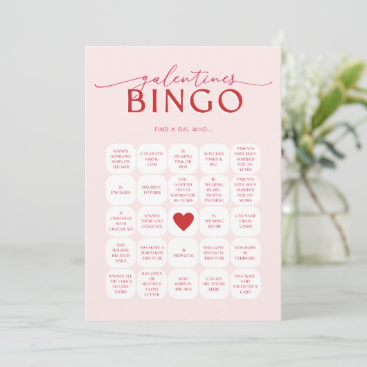 Invitation Galentines Bingo Game (Debout devant)