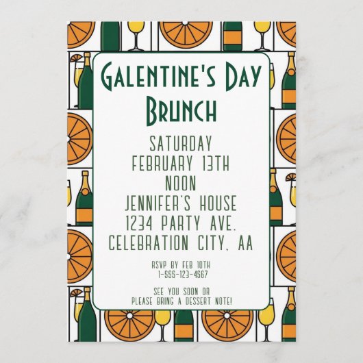 Invitation Galentines Day Brunch Mimosas Retro (Devant)