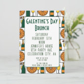 Invitation Galentines Day Brunch Mimosas Retro (Debout devant)
