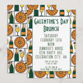 Invitation Galentines Day Brunch Mimosas Retro (Devant / Derrière)
