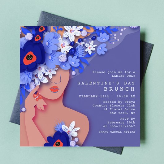 Invitation Galentine's Day Brunch Moderne Fille Floral