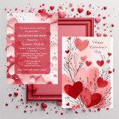 Invitation Galentine's Day Party Pastel Coral Hearts Modern