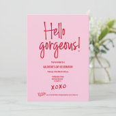 Invitation Galentine's Day PINK RED Hello gorgeous XOXO (Debout devant)