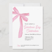 Invitation Galentine's day Pink Ribbon Bow Girly moderne (Devant)