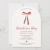 Invitation Galentine's Day Ruban Rouge Féminin (Devant)