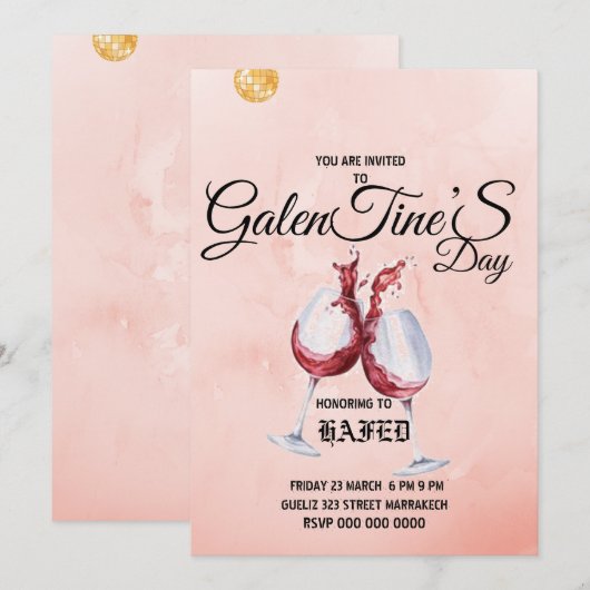 Invitation Galentine's Day tasse floral moderne rose Invitati (Devant / Derrière)