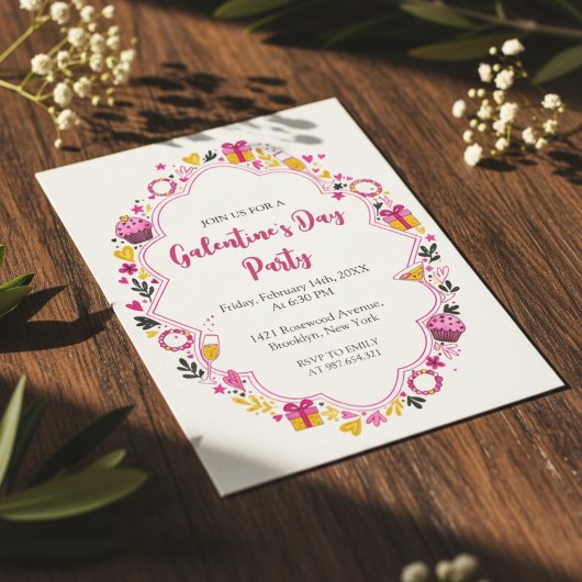 Invitation Galentines Décorative Cadre Ovale