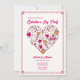 Invitation Galentines des Anges Cupidons au design
