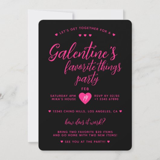 Invitation Galentine's Favorite Things Valentine's Party (Devant)