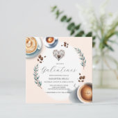 Invitation Galentines Fête des mariées café (Debout devant)