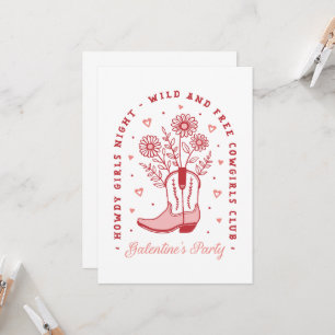 Invitation Galentines fête filles nuit pays cowgirls club