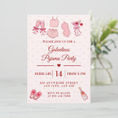 Invitation Galentines Fête Pyjama Filles Saint-Valentin (Debout devant)