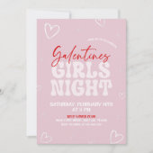 Invitation Galentines Fille Fête de Nuit (Devant)