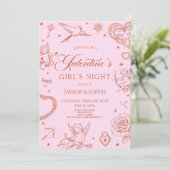 Invitation Galentine's Girl's Night Valentine's Day Party (Debout devant)