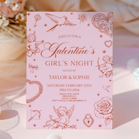 Invitation Galentine's Girl's Night Valentine's Day Party