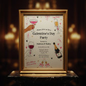 Invitation Galentines Hey Babe Cadre Doré