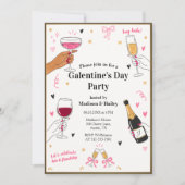 Invitation Galentines Hey Babe Cadre Doré (Devant)