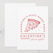 Invitation Galentines pizza party filles valentines esthétiqu (Devant / Derrière)