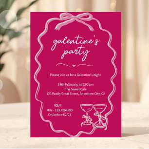 Invitation Galentines roses Filles Nuit Saint Valentin
