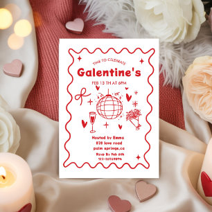 Invitation Galentines Saint-Valentin filles fête fantaisiste