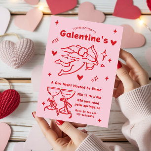 Invitation Galentines Saint-Valentin filles fête fantaisiste