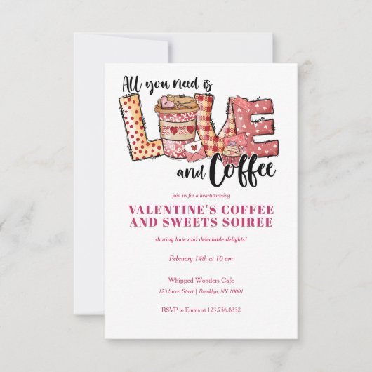 INVITATION GALENTINES VALENTINE'S DAY COFFEE CUPS ET SWEETS (Devant)