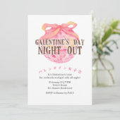 Invitation Galentin's Day Girls Night Out Coquette Pink Disco (Debout devant)