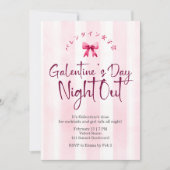 Invitation Galentin's Day Night Out Coquette Pink Stripe Cute (Devant)
