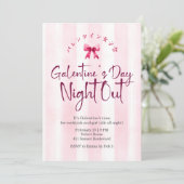 Invitation Galentin's Day Night Out Coquette Pink Stripe Cute (Debout devant)