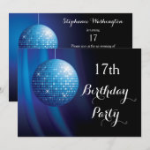 Invitation Galerie 17ème anniversaire Blue Party Disco Ball (Devant / Derrière)