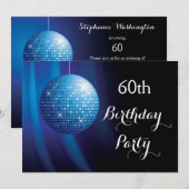 Invitation Galerie 60e anniversaire Blue Party Disco Ball (Devant / Derrière)