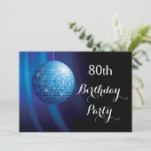 Invitation Galerie 80e anniversaire Blue Party Disco Ball (Debout devant)