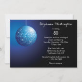Invitation Galerie 80e anniversaire Blue Party Disco Ball (Dos)