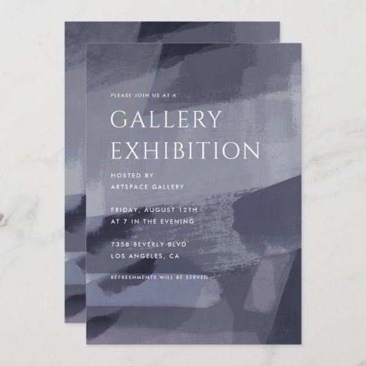 Invitation Galerie d'art Exposition Gris Abstrait (Devant / Derrière)