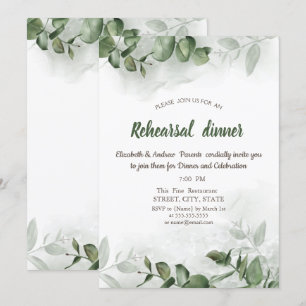 Invitation Galerie de gaufrures d'eucalyptus aquarelle Dîner