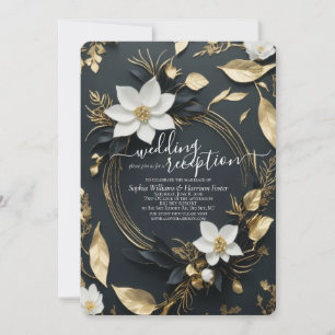 Invitation Galerie Florale d'or blanc Réception de mariage