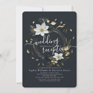 Invitation Galerie Florale d'or blanc Réception de mariage