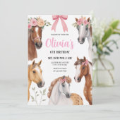 Invitation Gallop On Over Floral Horses & Bows Birthday (Debout devant)