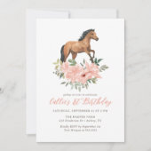 Invitation Gallop on Over Rose Floral Horse Anniversaire (Devant)
