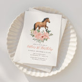 Invitation Gallop on Over Rose Floral Horse Anniversaire