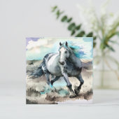 Invitation Galloping Draught Horse Watercolour  (Debout devant)