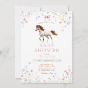 Invitation Galoppez sur le Cheval Sauvage Fleur Bébé Shower