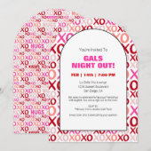 Invitation Gals Night Out XOXO Pink Arch (Devant / Derrière)