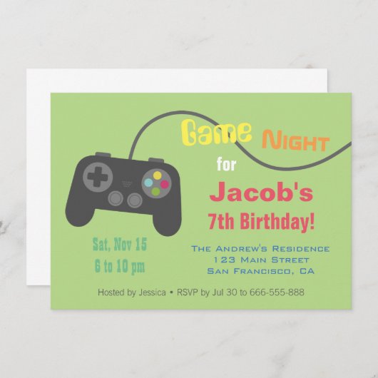 Invitation Game Controller Vidéo Jeu Soirée (Devant / Derrière)