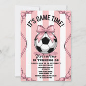 Invitation Game Day Girl Soccer Pink Bow (Devant)